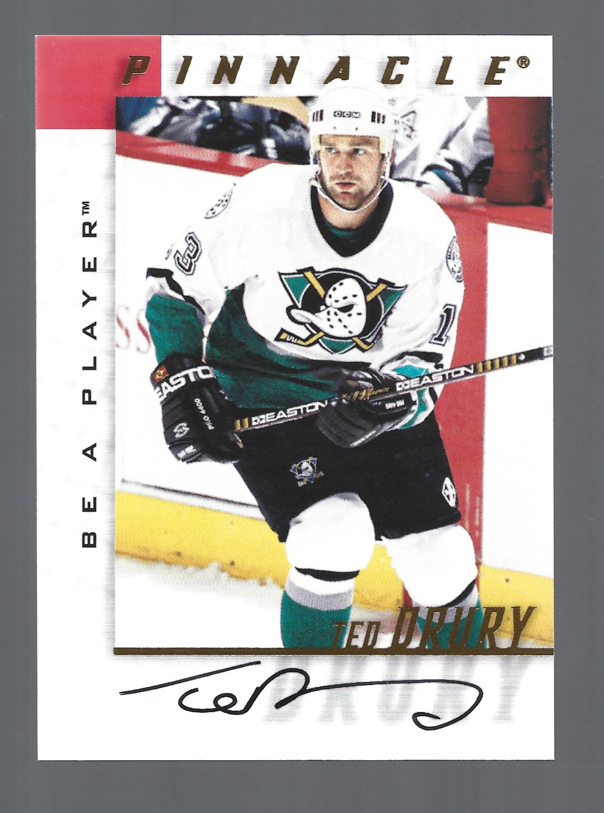 Ted Drury AUTOGRAPH Anaheim Ducks 1997-98 Pinnacle Be A Player #84 AUTO Mighty
