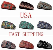 Sweatband Paisley Headbands Sweat Bands HairBand Yoga Moisture Wicking Men Women