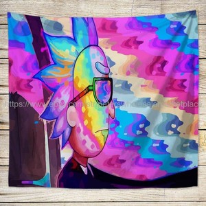 Blanket Mat Wall Decor Trippy Psychedelic Rick Morty Wall Tapestry