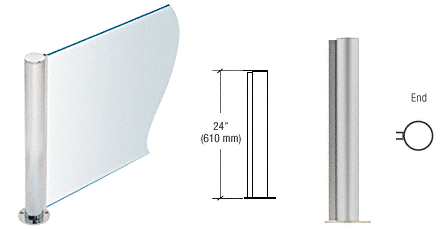 PP08 Elegant Series Post for 3/8" (10 mm) Glass, Brushed Stainless 24" High, - Picture 4 of 5