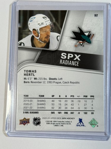 2022-23 Upper Deck SPX Radiance #92 /100 Tomas Hertl - San Jose Sharks - Picture 2 of 2