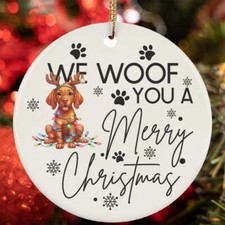 Merry Christmas Vizsla Dog Woof Xmas Lover Ornament Gift Tree Decor Hanging