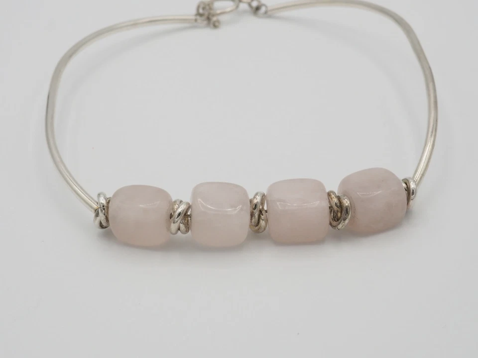 Collar gargantilla vintage Silpada moderno plata esterlina cuarzo rosa palanca Foto 3 de 4