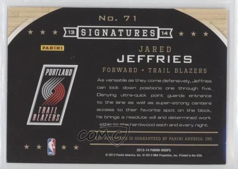 2013-14 NBA Hoops Signatures Red /199 Jared Jeffries #71 Auto - Image 2 of 2
