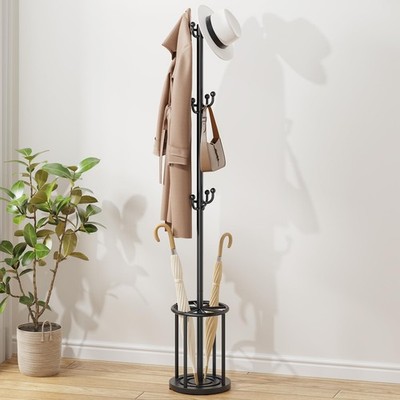 Coat Rack Freestanding, Hat Rack Hall Tree Coat Hanger Umbrella Stand for Ent...