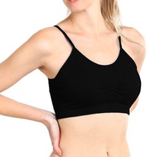 2Pack Seamless Cropped Sports Cami Bras One Size Spaghetti Straps Removable