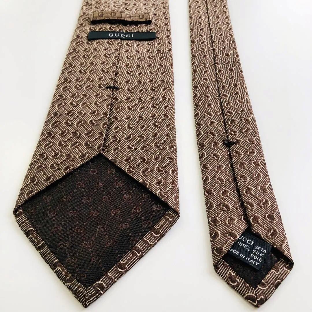 Mint Gucci Brown Panel Pattern Tie Light Brown St… - image 4