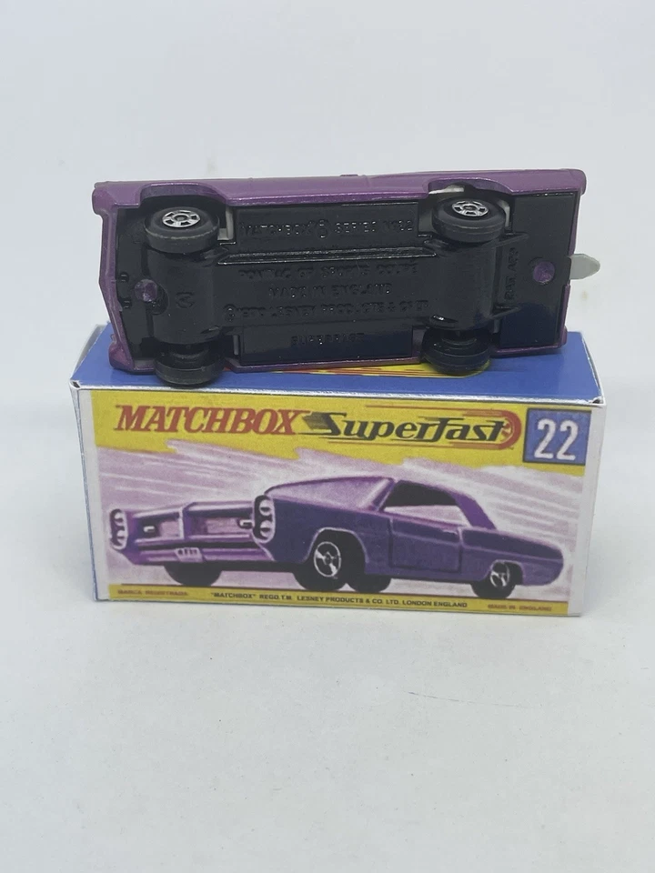 Lesney Matchbox #22 Phantom Custom Superfast Purple Pontiac Coupe Repro Box. - Image 4 of 4