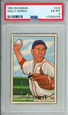 1952 Bowman Solly Hemus rookie baseball card, graded EX-MT 6, #212 in the set. rookie card picture