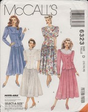 McCalls 6323 Romantic Two Piece Dress Tea Length Skirt Pattern Sz 12 14 16 Uncut
