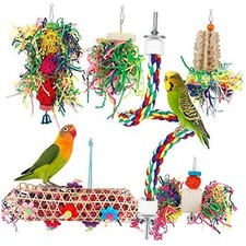 Foraging Bird Toys - Shredding Parakeet Toys with Rope Perch With Rope Perch