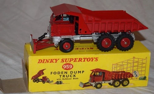 Vintage Dinky No. 959 Foden Dump Truck with Bulldozer Blade in Box - Diecast