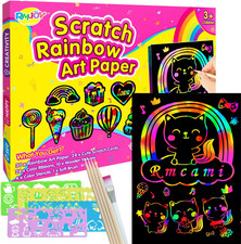 Rainbow Scratch Paper Art for Kids: 60PCS Magic Arts Crafts Gifts Toys for Girls