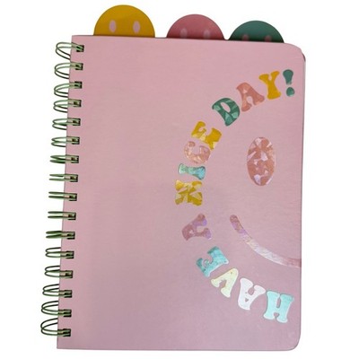 UStyle Pink Have a Nice Day Spiral Journal Tabbed Smiley Face Notebook Inspire
