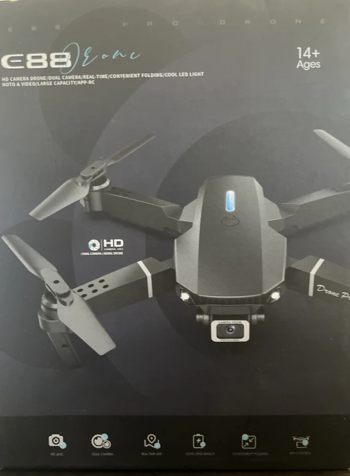 E88 Drone With HD Dual Cameras Double Folding 2.4Ghz RC Quadcopter. New - Image 2 of 4