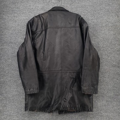 VINTAGE Collezione Concepts Jacket Mens 40 Black Leather Moto Full