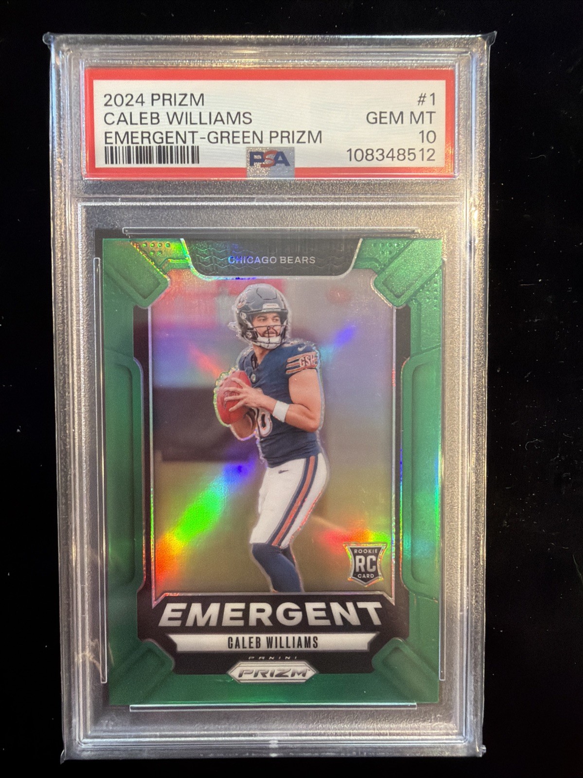 Caleb Williams Panini Prizm Emergent #1 Green Prizm