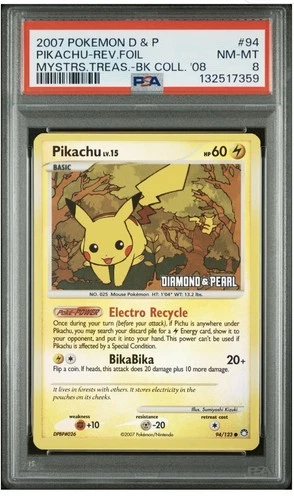 PSA 8 PIKACHU 94 MYSTERIOUS TREASURES REVERSE HOLO BURGER KING POP 40