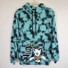 Waifu Cups Hoodie Mens Small Egyptian Anime Graphic Pullover Streetwear Tie Dye