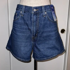 Levis High Waisted Mom Shorts Womens 28 Blue Denim 3" Jean S112444 ADHK NWT