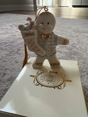 LENOX PORCELAIN GINGERBREAD MAN ORNAMENT CHRISTMAS GENTLEMAN 2003 W/ BOX
