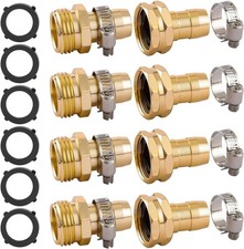 5 Set Garden Hose Repair Connector Kit with Clamps Fit for 3/4" or 5/8" Garde.