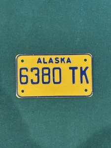 Alaska Motorcycle License Plate.  6380 TK