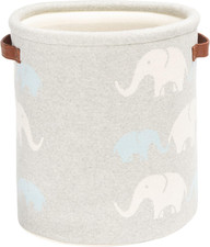 Baby Collection Effy Elephant Grey Cotton Nursery Storage Basket with Handles F