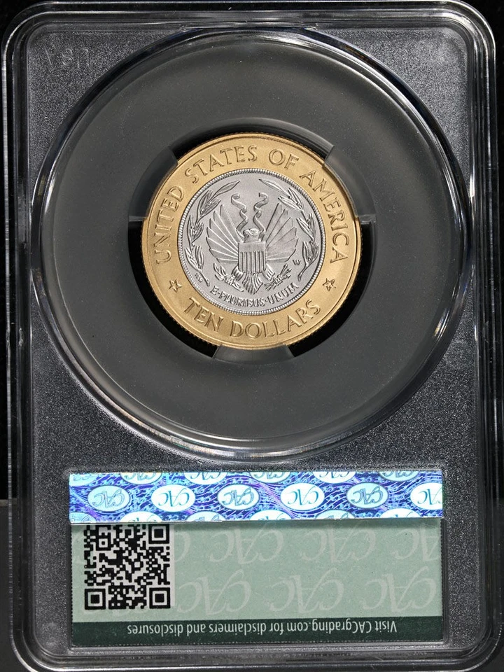 2000-W Library of Congress Commem Gold Bimetallic $10 CAC Grading MS70 - STOCK - Image 4 of 4