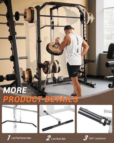 Smith Machine with LAT-Pull Down System, Multi-Function Power Cage for Home Gym - Picture 8 of 11