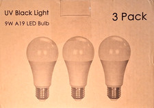 UV LED BLACK LIGHT 3 PACK 9W A19 LED BULB - NEW IN BOX