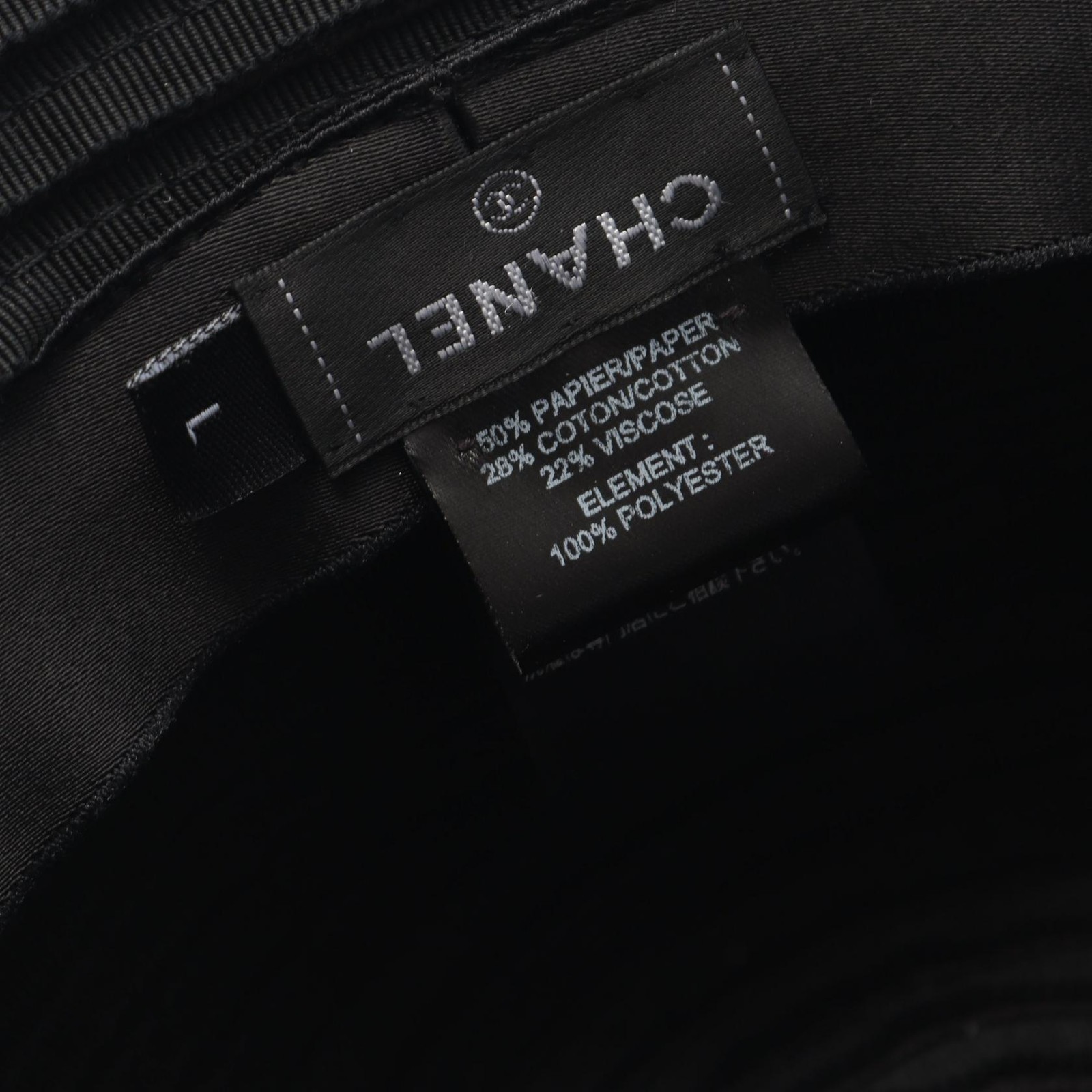 CHANEL Cocomark Hat Fabric Black/White thumbnail 5