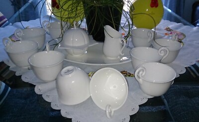 villeroy boch Alte Serie weiß Kaffeetassen mit Schnörkelhenkel