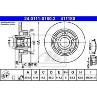 Ate 2X Bremsscheibe Hinten 2740 Voll FüR Renault Grand ScéNic Iii JZ0/1_