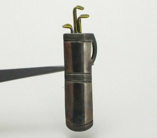 Estate Sterling Silver 925 Brass Mexican Golf Club Bag Pin Brooch 18.4g - Picture 1 of 3