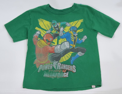 2014 Mighty Morphin Power Rangers GREEN T-Shirt Super Mega force L YOUTH