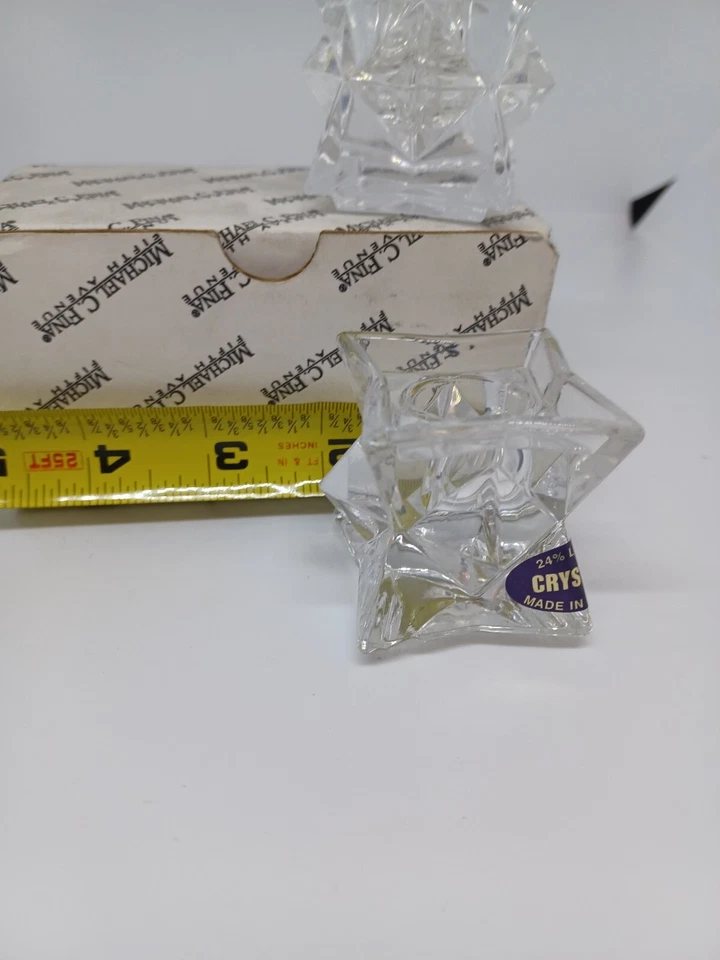 Juego de 2 candelabros cónicos estrella cristal plomo 24 % 5th Fifth Avenue de colección Foto 3 de 4