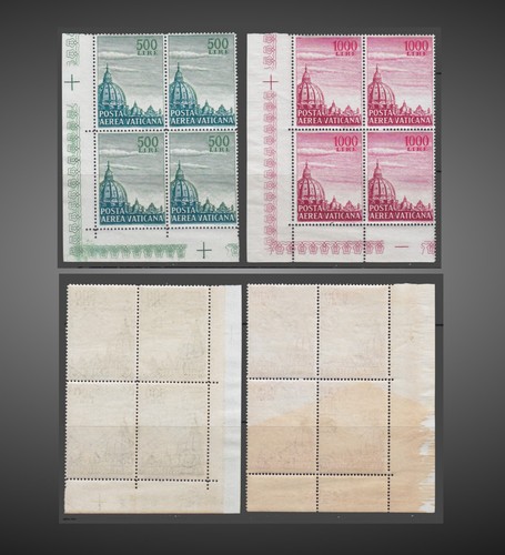 1958 VATICAN AIR -DOME St. PETER'S BASILICA NH-CORNER BLK4 SCT.C33-34 MI.280-281 - 第 1/1 張圖片