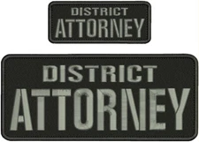 District Attorney 2 EMBROIDERY PATCH 4X10 & 5X2 Velcr@ ON BACK Gray On Black