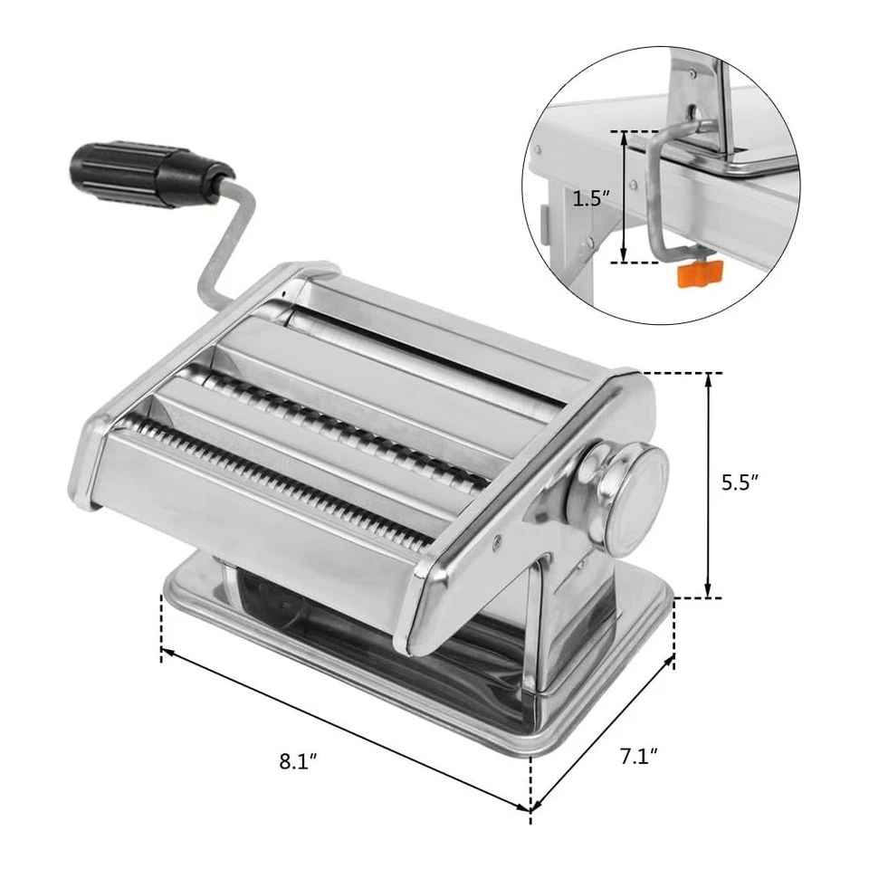 Fresh Pasta Maker Stainless Steel Roller Machine for Spaghetti Noodle Fettuccin - Image 2 of 4