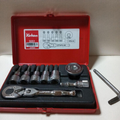 ko-ken torx socket set with L-shaped wrench,Case VG condition limited From JAPAN