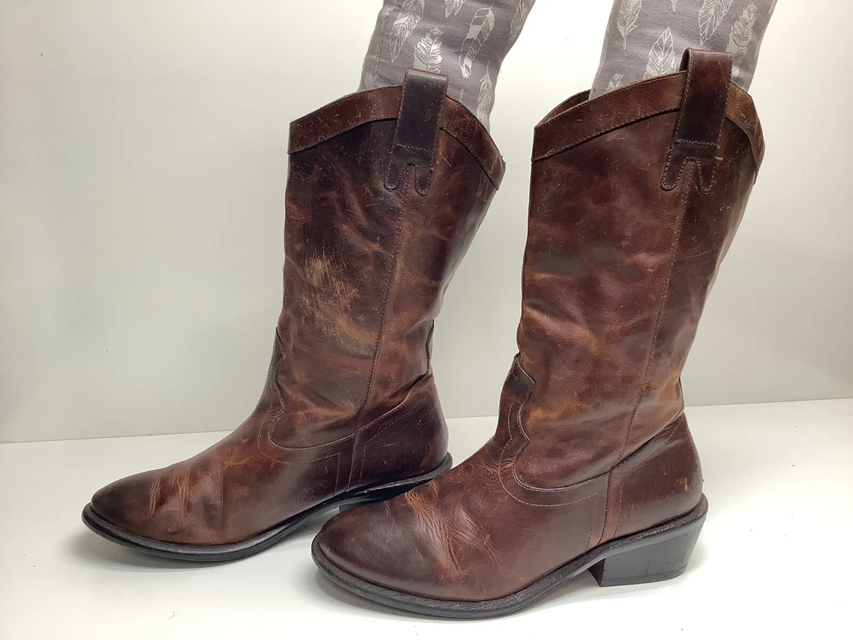 VTG WOMENS JESSICA SIMPSON COWBOY BROWN BOOTS SIZE 6 eBay