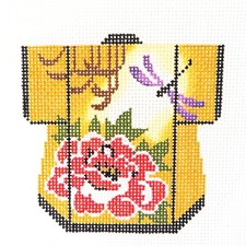 Lee Designs Peony Dragonfly Petite Kimono Needlepoint Canvas Hand Painted 18ct