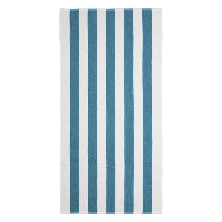 (Paquete de 4) Toalla de playa Mainstays verde azulado y blanco cabaña a rayas, 28" x 58" Foto 3 de 4