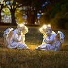 Angel Statue Garden Decor Solar Figurine Outdoor Lawn Art Gift 16" Resin