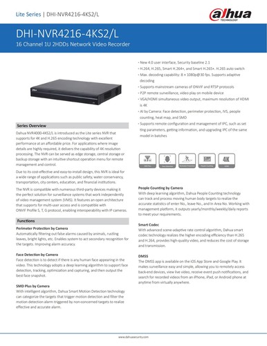 Dahua NVR4216-4KS2/L 16CH 4K NVR 8MP Video Recorder for Home Security Camera - Picture 4 of 6