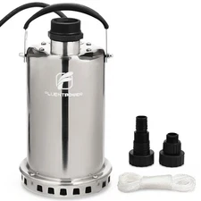 FLUENTPOWER 3/4HP 3300GPH Stainless Steel Submersible Sump Pump Manual Control