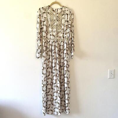 sandro cream dress SANDRO cream floral long sleeve maxi dress