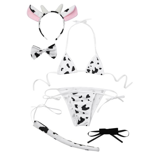 Women Mini Sexy Lingerie Nightwear Cowgirl Style Bra and Panties Skirt Sleepwear - Picture 33 of 69