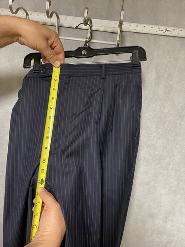 Lineage Suit Men Size 44L Navy Blue Stripe 3 B Super 140 Wool Pants 36x31 Luxury - Picture 17 of 21